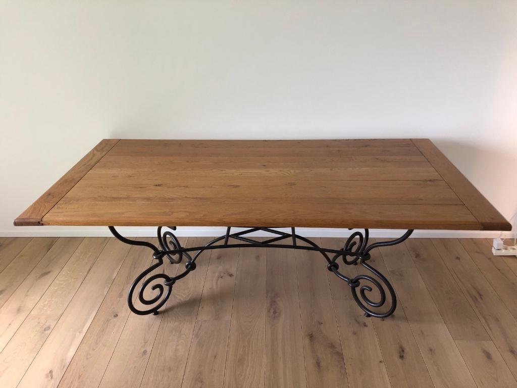 table salle à manger chêne et fer forgé, Chêne, 100 à 150 cm, Enlèvement, Utilisé