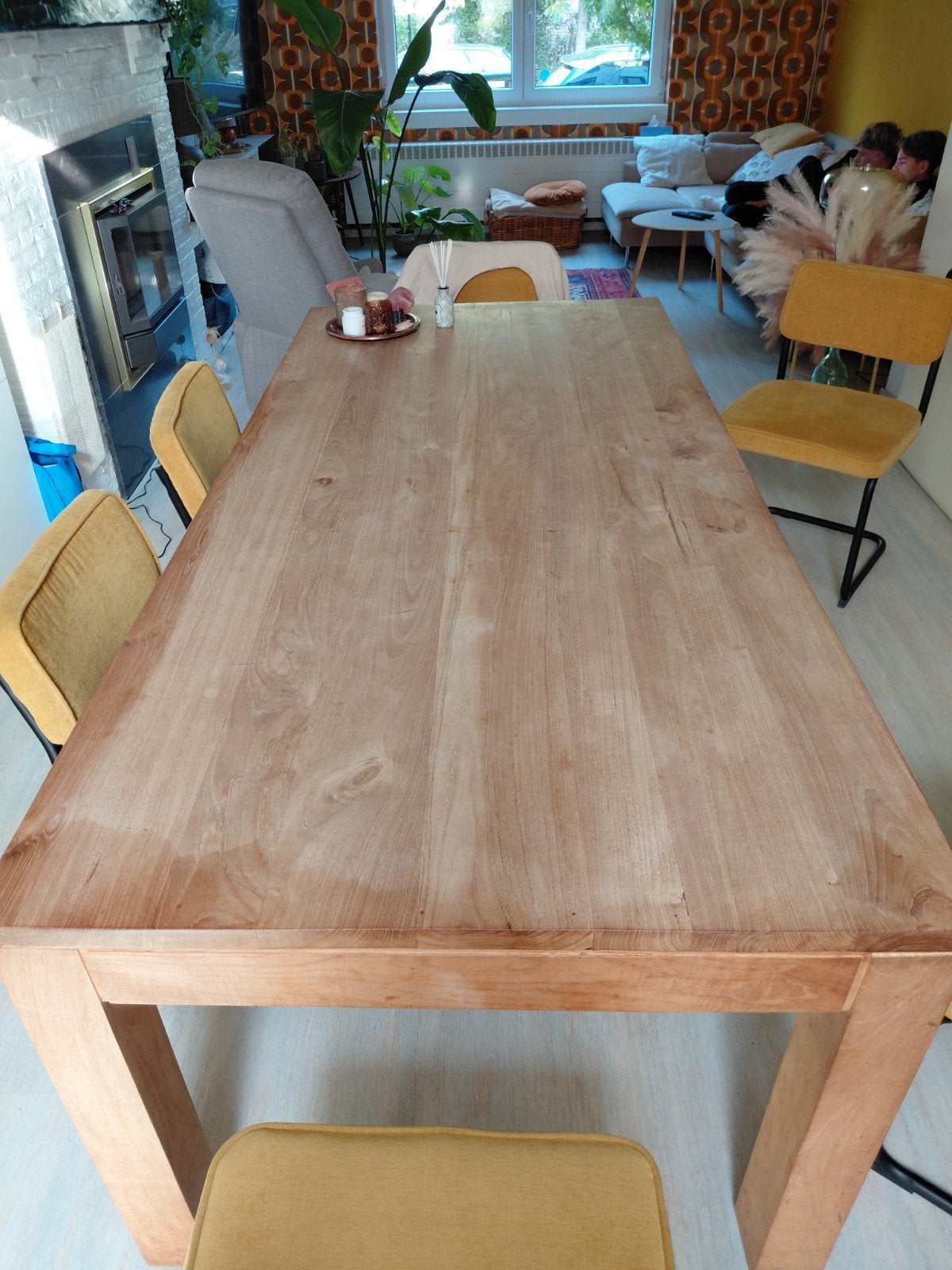 Houten zware tafel, Huis en Inrichting, Ophalen, Vijf personen of meer