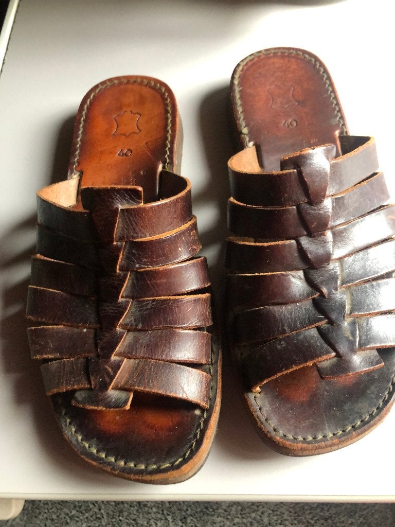 sandales en cuir point 40 fafrication artisanale, Vêtements | Hommes, Chaussures, Comme neuf, Brun, Enlèvement, Sandales