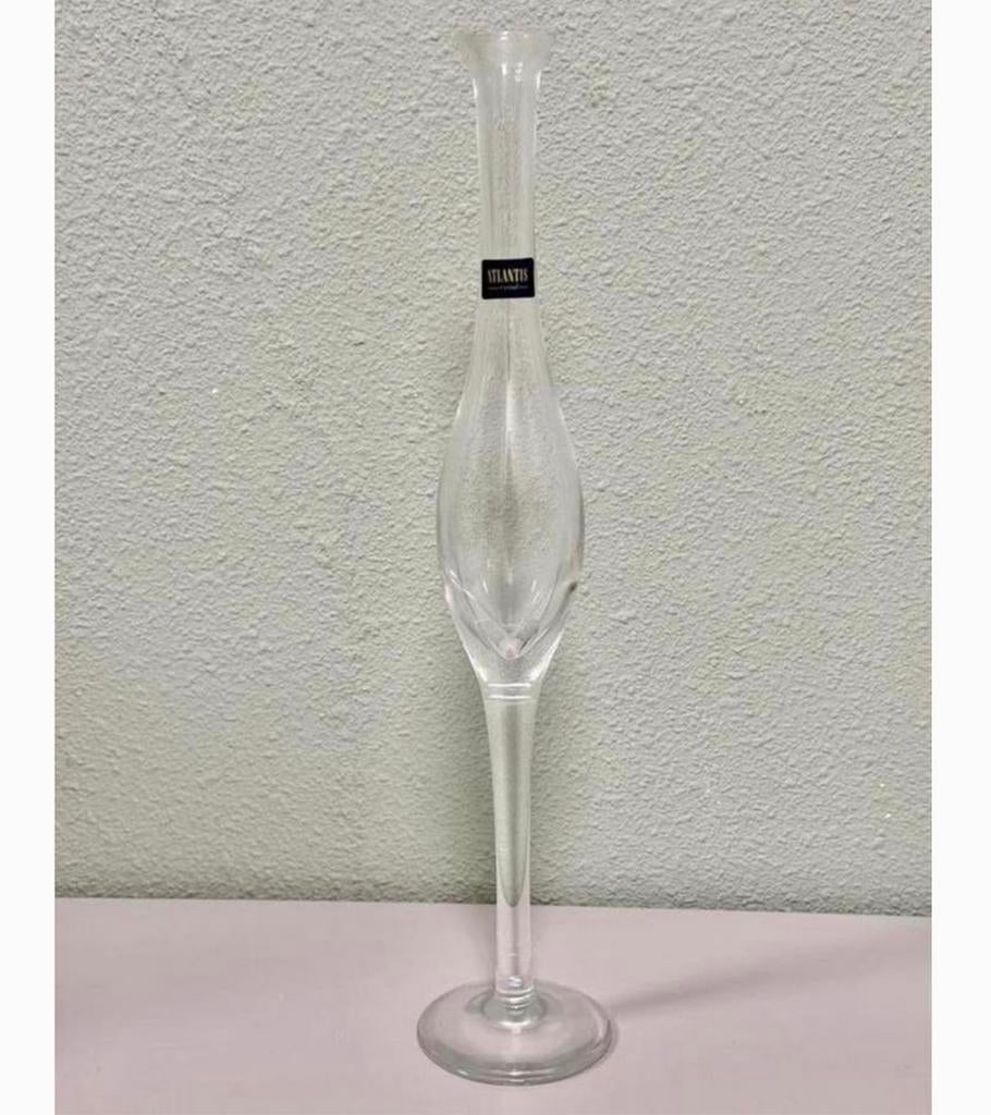 Hoge vintage Atlantis kristallen vaas 40CM knopvaas bud vase, Antiek en Kunst, Ophalen of Verzenden
