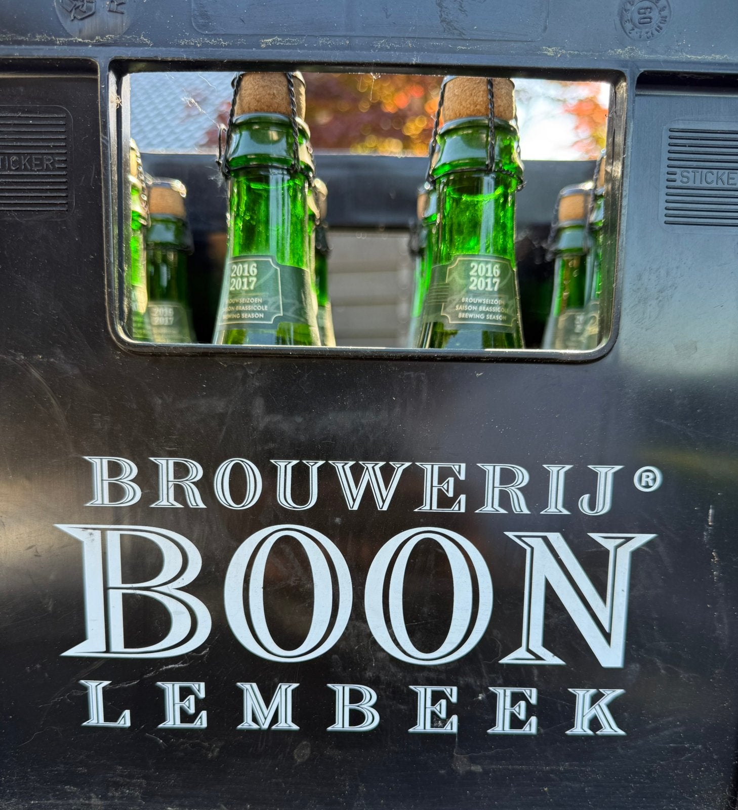 Bak oude geuze van brouwerij Boon, 12 flessen van 37’5cl, Verzamelen, Biermerken, Ophalen, Zo goed als nieuw