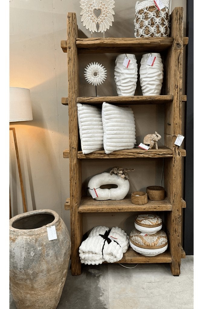 oud robuust houten rek / Boekenkast, Met plank(en), 100 tot 150 cm, 200 cm of meer, Nieuw
