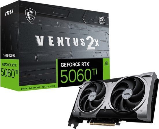 MSI GeForce RTX 5060 Ti 16G VENTUS 2X OC PLUS, Informatique & Logiciels, Cartes vidéo, Comme neuf, Nvidia, PCI-Express 5.0, Autres types