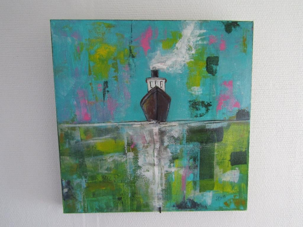 Fantastique  "Marine" sur toile, signée : Git, Antiquités & Art, Art | Peinture | Moderne, Enlèvement ou Envoi