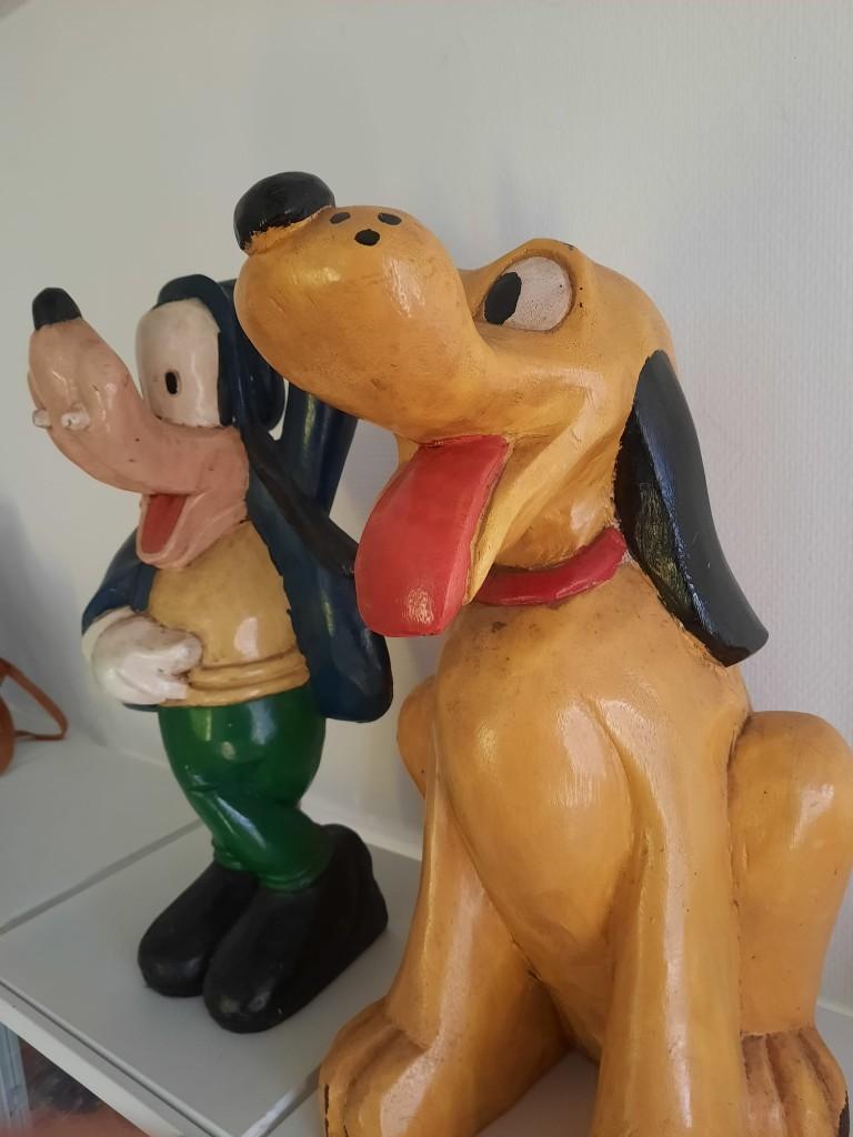 Vintage Disney Walt houten beelden, Verzamelen, Disney, Ophalen, Goofy of Pluto, Gebruikt, Overige typen