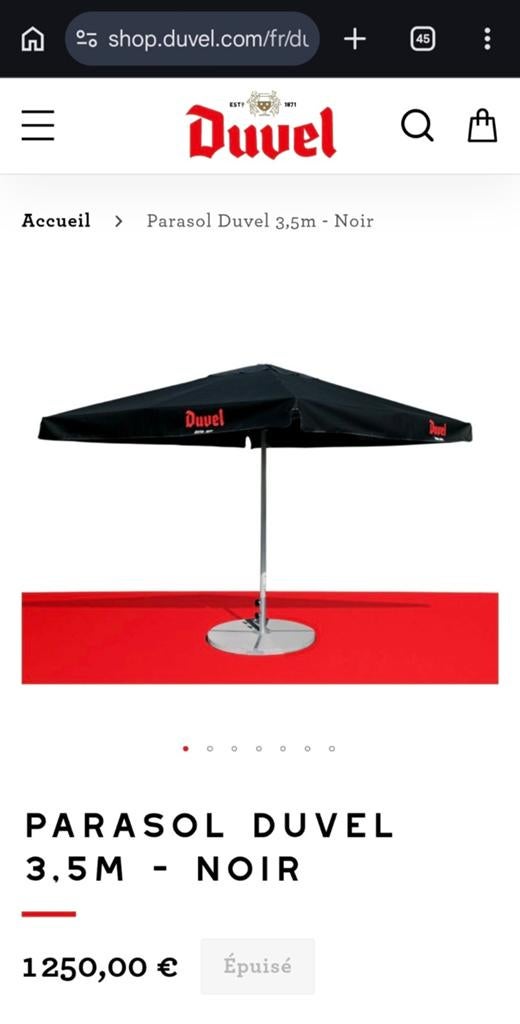 Duvel Horeca Parasol 3,5m x 3,5m Telescopisch + statief - Ni, Ophalen