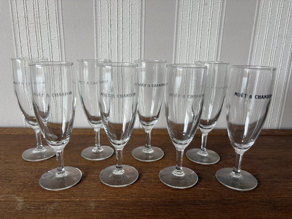 Set de 8 coupes à champagne Moët & Chandon, Enlèvement ou Envoi, Utilisé, Verre, Verre ou Verres