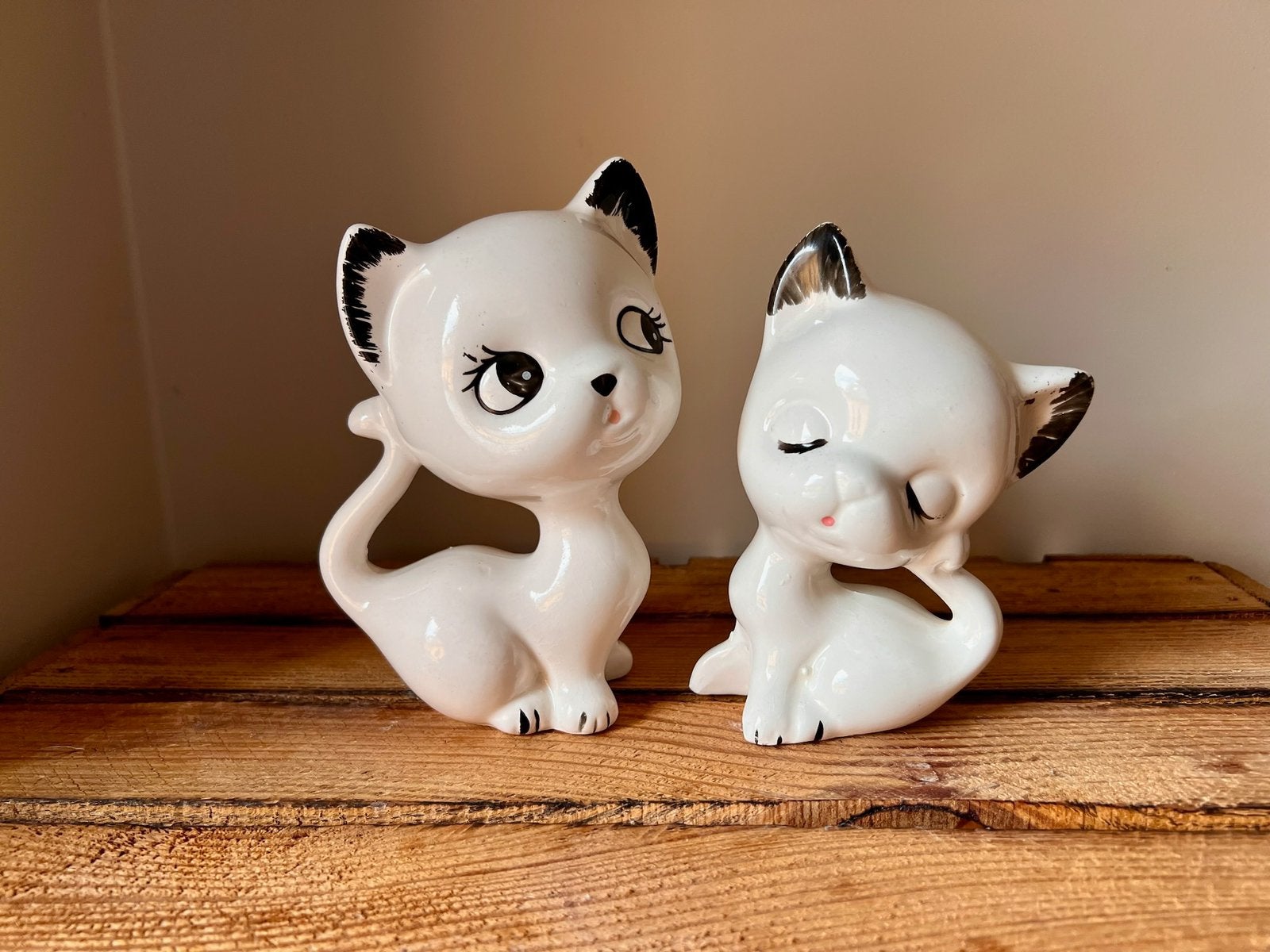 Duo retro XL dikkopjes vintage kattenbeeldjes, Verzamelen, Beelden en Beeldjes, Ophalen of Verzenden, Zo goed als nieuw, Dier