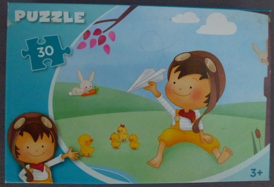 puzzle avion pilote 30 pièces 3+, Enlèvement ou Envoi, 10 à 50 pièces, Utilisé, 2 à 4 ans