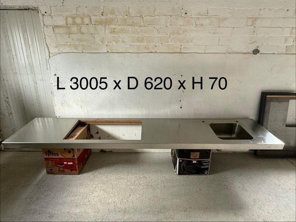 Plan de travail en acier inoxydable, Neuf, 200 cm ou plus, Moins de 100 cm, Enlèvement