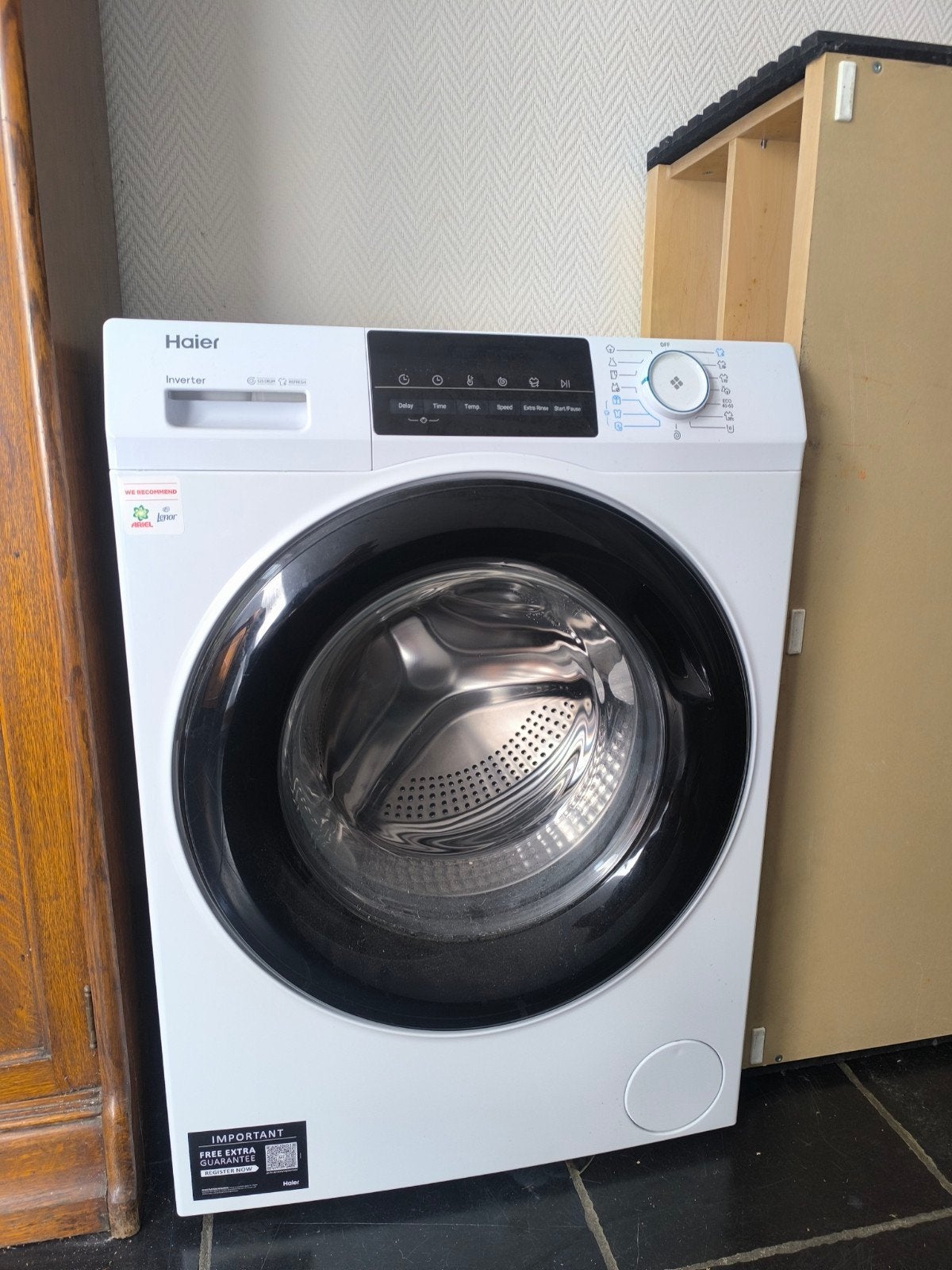 Lave-linge Haier 9kg (cat.A), Electroménager, 85 à 90 cm, Comme neuf, Chargeur frontal, Enlèvement