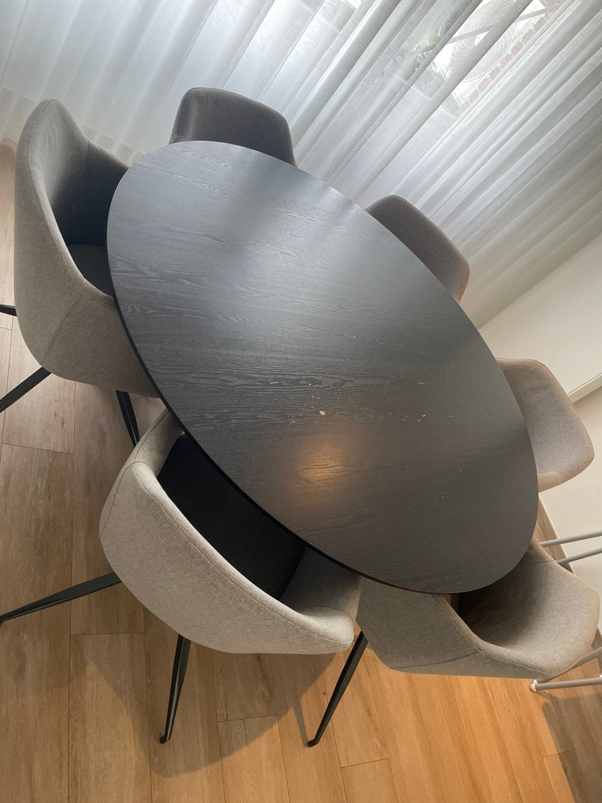 Zwarte tafel met 6 stoelen, Huis en Inrichting, Ophalen, Gebruikt