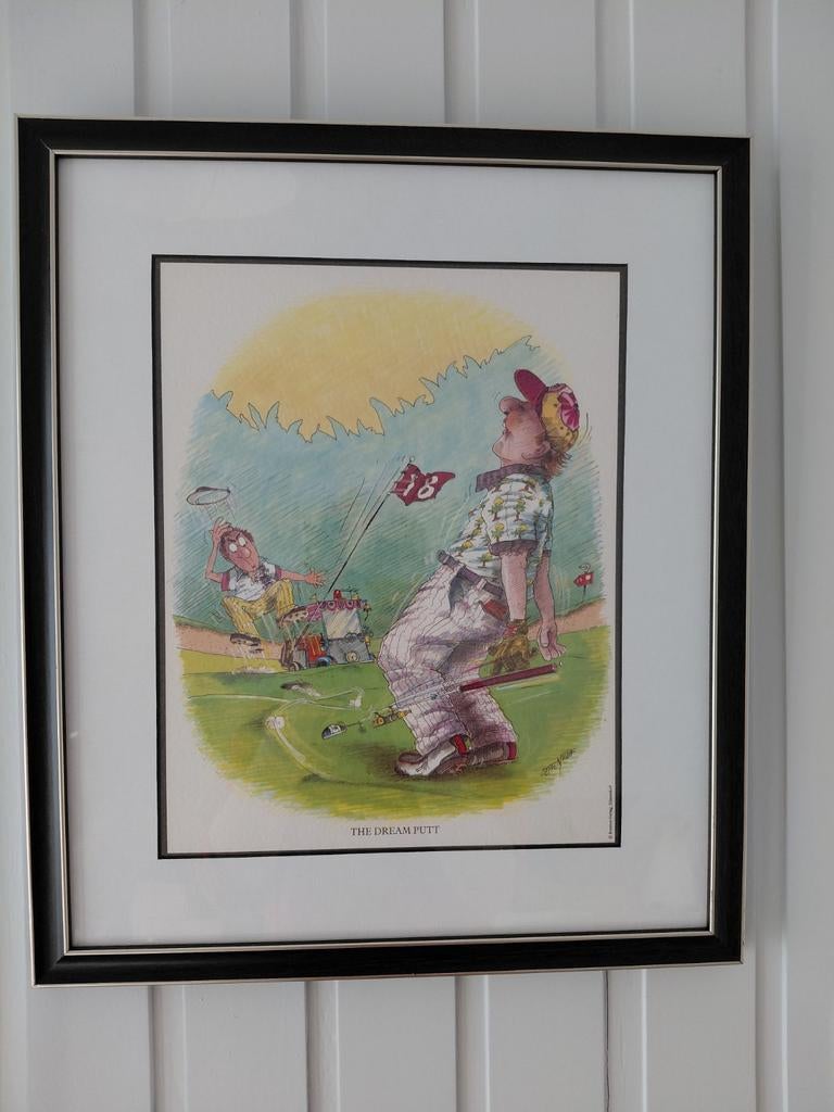 Leuke tekening van een golfer.  Artiest : Steffen Köpf., Antiek en Kunst, Ophalen