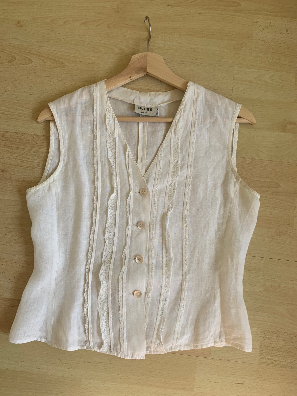 Top en lin, Sans manches, Taille 38/40 (M), Beige, Comme neuf