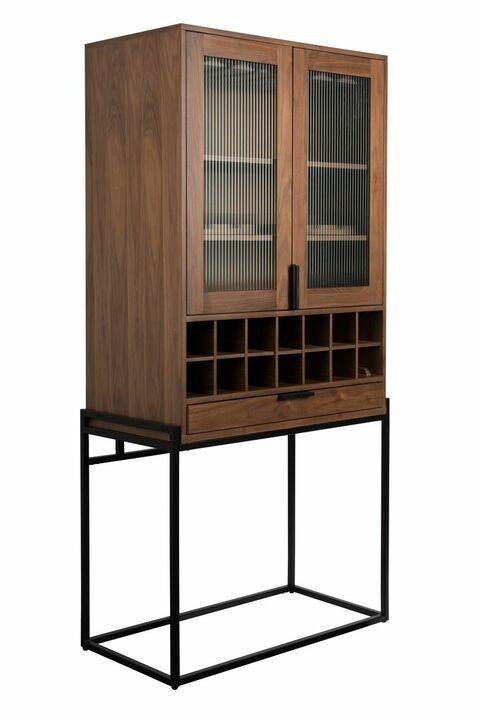 Zuiver Travis cabinet wijnkast walnut, Ophalen, Met deur(en), Zo goed als nieuw, Minder dan 150 cm