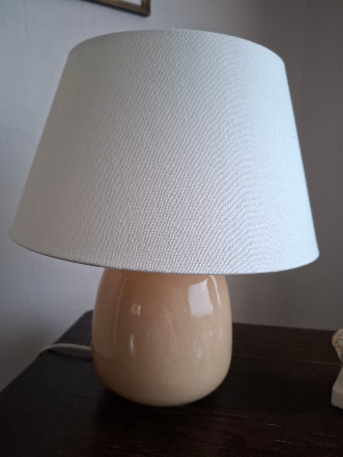 Retro Keramische Bouillotte / Tafellamp met Conische Kap – V, Maison & Meubles, Beige, Enlèvement ou Envoi, Textile, Design