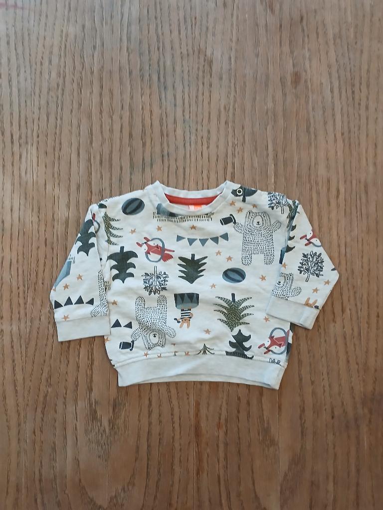 HEMA Baby Sweater "Circus Bos" - Maat 68 - Grijs Melange, Enfants & Bébés, Vêtements de bébé | Taille 68, Utilisé, Garçon, Pull ou Veste