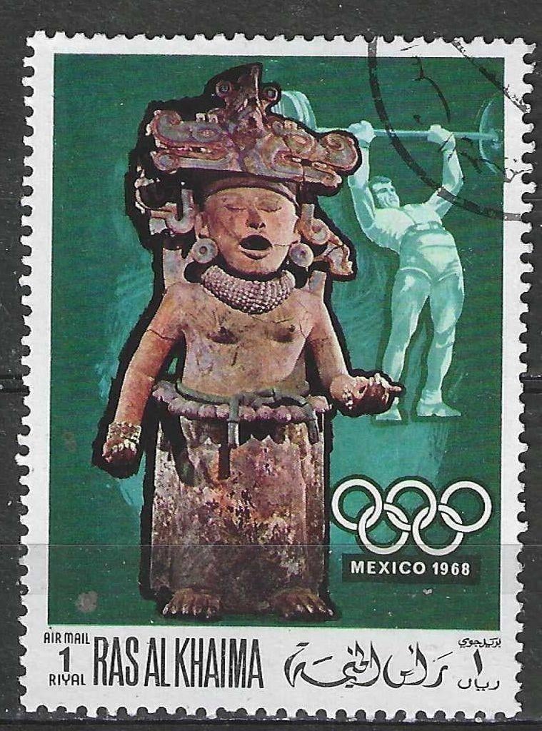 Ras el Khaïma 1968 - Stampworld 273 - Mexique - 1 R. (ST), Envoi, Affranchi