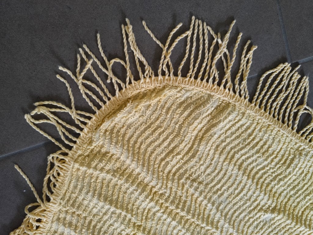 Plaid / bedsprei vintage geel, Geel, Gebruikt, Met franjes/kwastjes, Ophalen of Verzenden