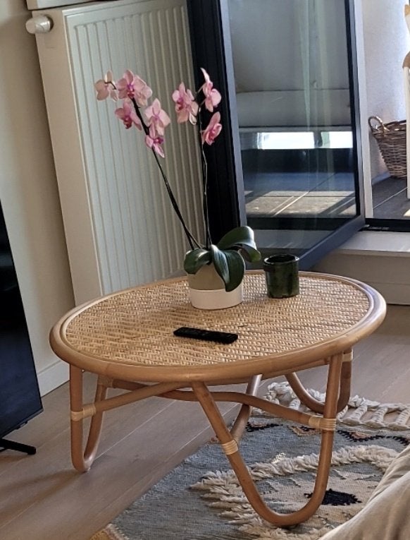 Lina Table basse en rotin tikamoon, Neuf, Rond, 50 à 100 cm, Enlèvement