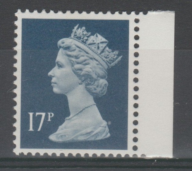 GB 1991 17p Deep Blue litho centre band selvedge right **, Verzenden, Postfris
