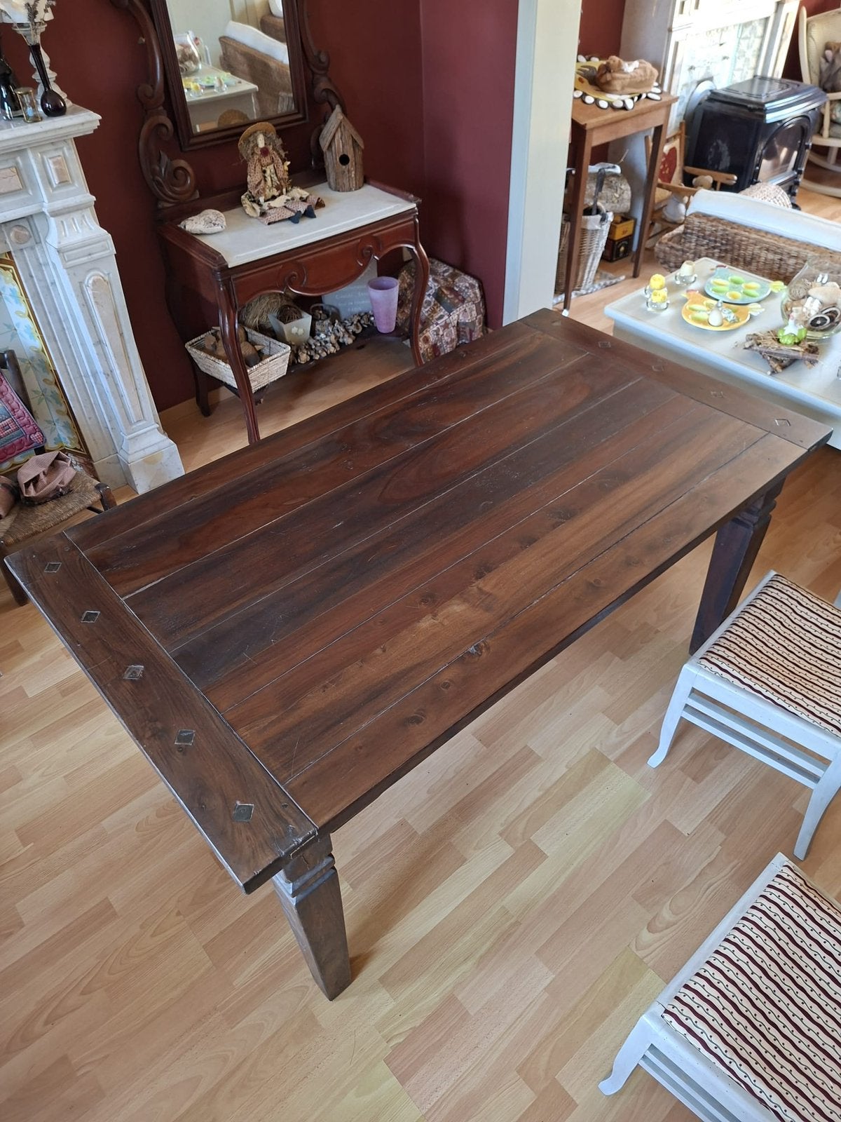Grote vintage houden eettafel, Ophalen, Gebruikt, 50 tot 100 cm, Vijf personen of meer