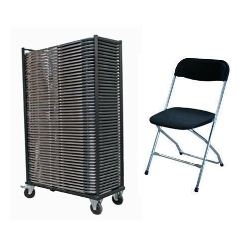 Aanbieding 50 klapstoelen Chroom - Zwart + kar, Enlèvement ou Envoi, Neuf