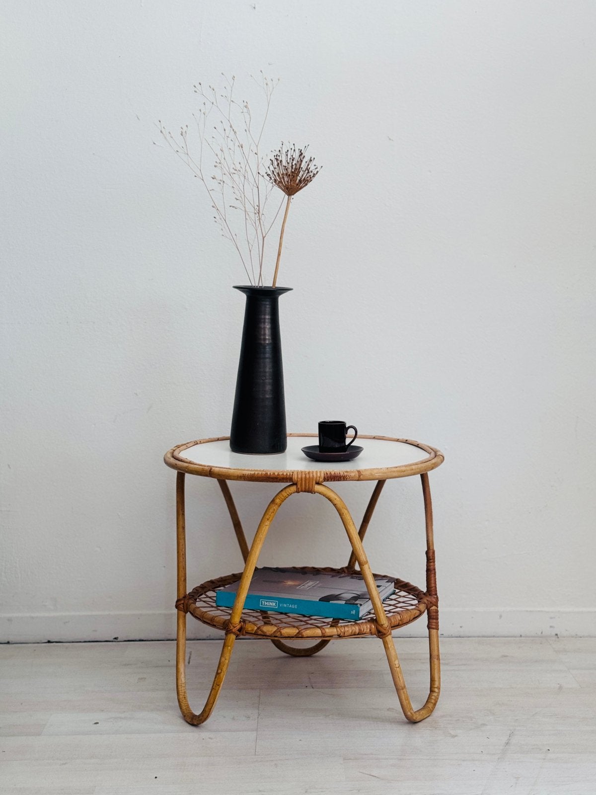 Tables vintage en rotin biho des années 1960, Maison & Meubles, Vintage boho, Rond, Comme neuf, Synthétique