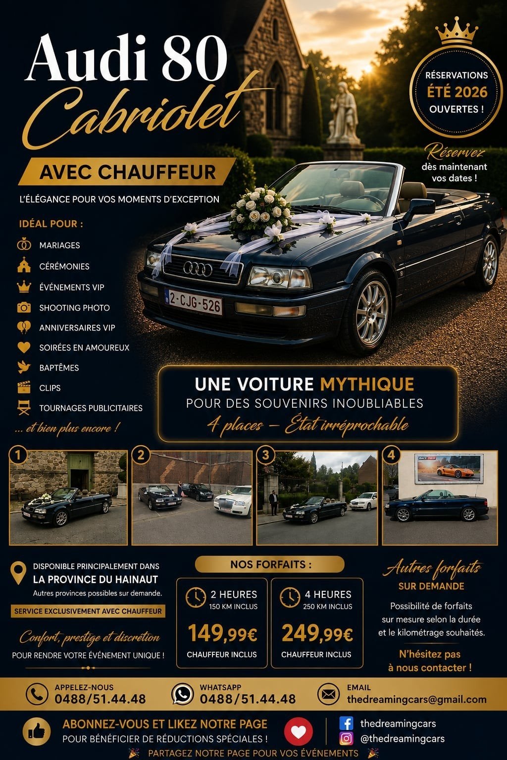 Promo Location Audi Cabriolet Pour Mariage, cérémonie,, Enlèvement