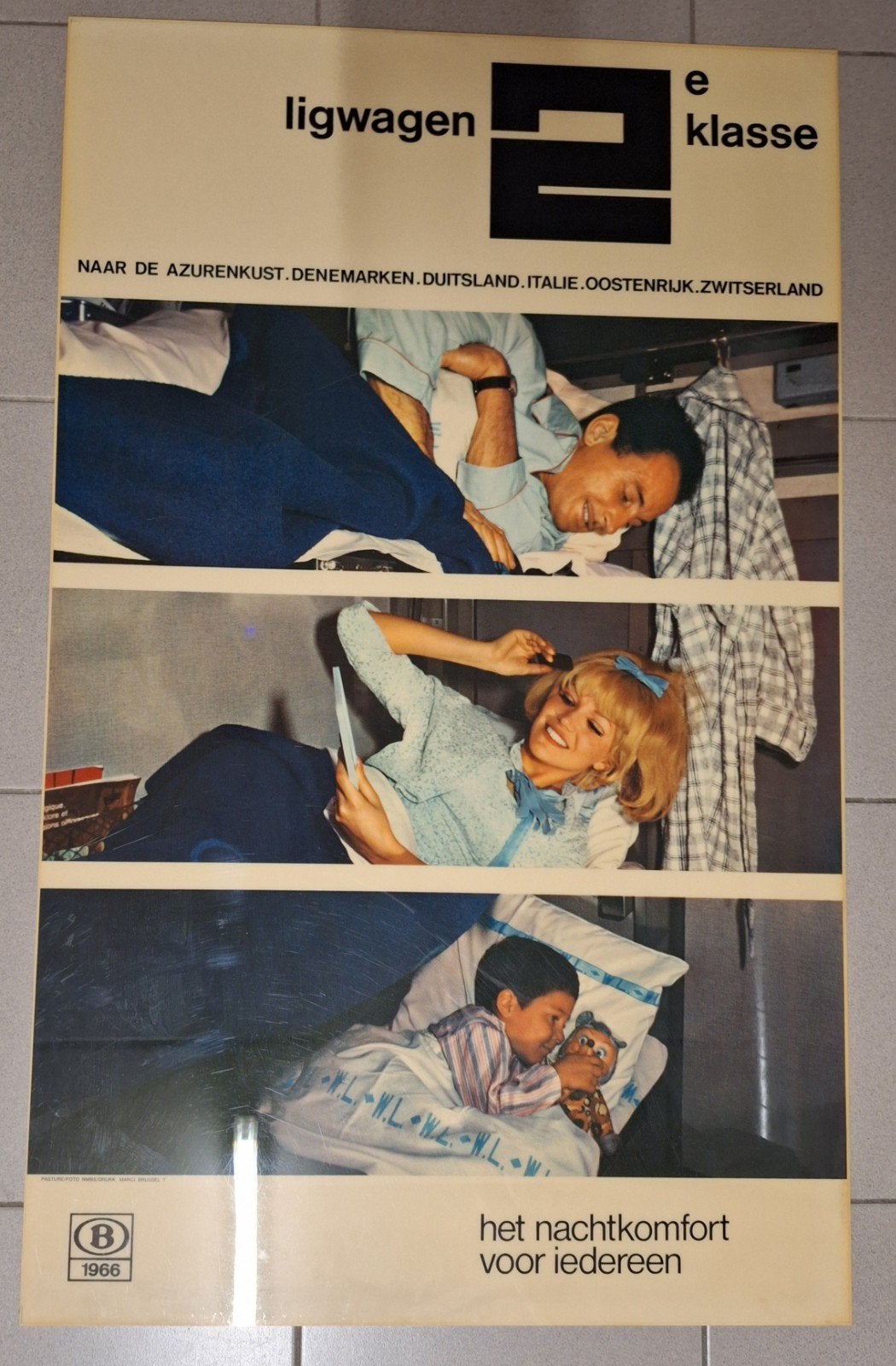 Affiche originale vintage de la NMBS de 1966 !, Collections, Enlèvement ou Envoi