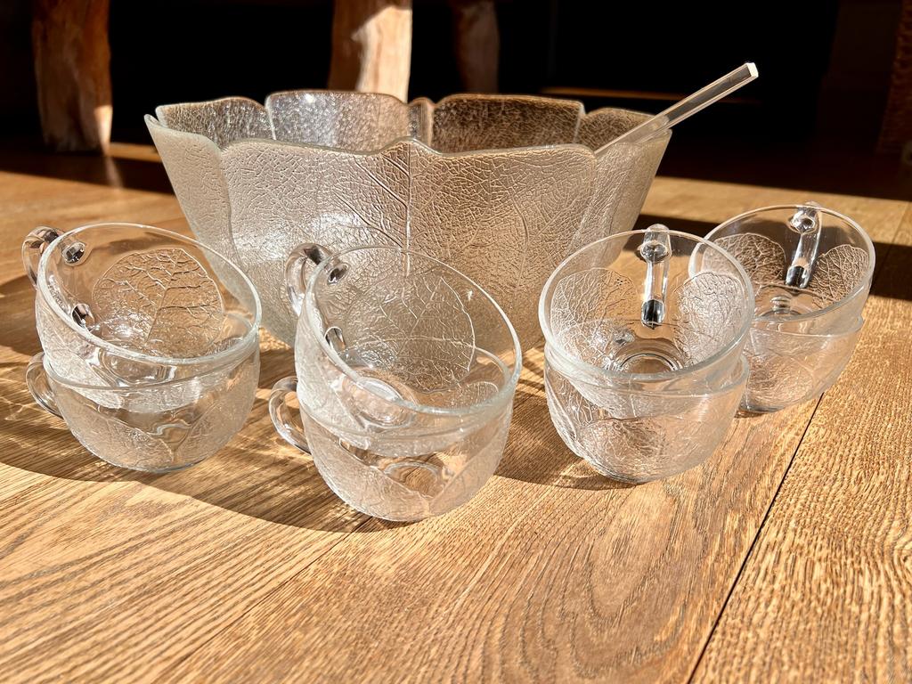 Vintage set in geslepen glas voor sangria of fruit Arcoroc, Antiek en Kunst, Verzenden