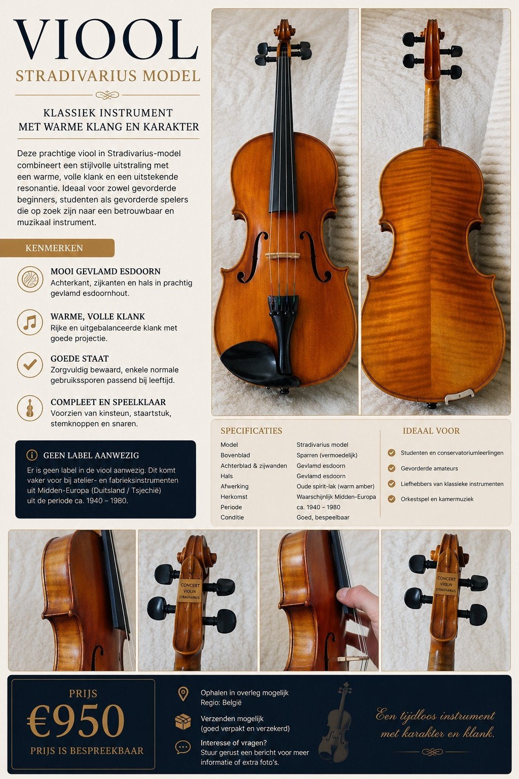Viool in goede staat met koffer, Muziek en Instrumenten, Strijkinstrumenten | Cello's, Ophalen