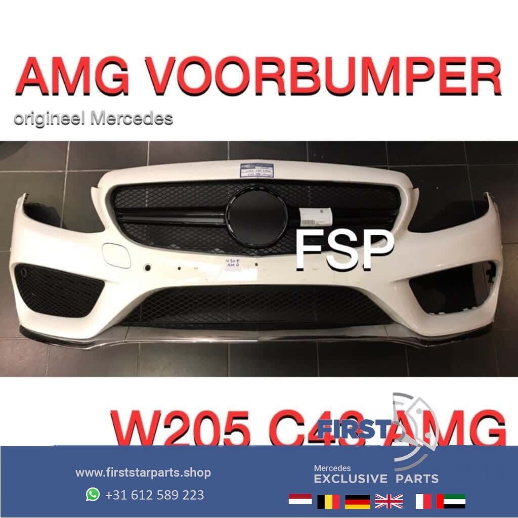 W205 C205 C43 AMG Voorbumper Mercedes C Klasse 2018 WIT ORIG, Utilisé, -, Avant, -