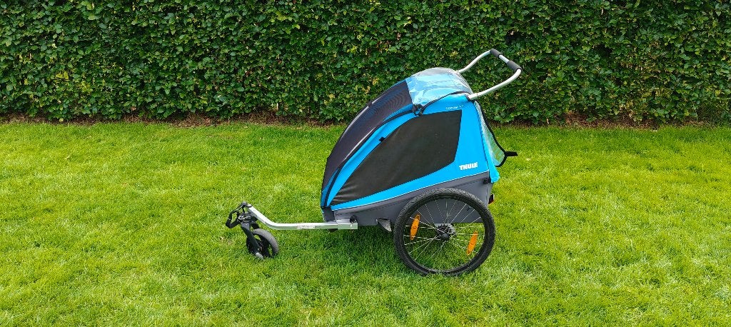 Thule Dubbelzit Fietstrailer, Fietsen en Brommers, Gebruikt, 47 tot 50 cm, 0 zitjes, Trommelrem