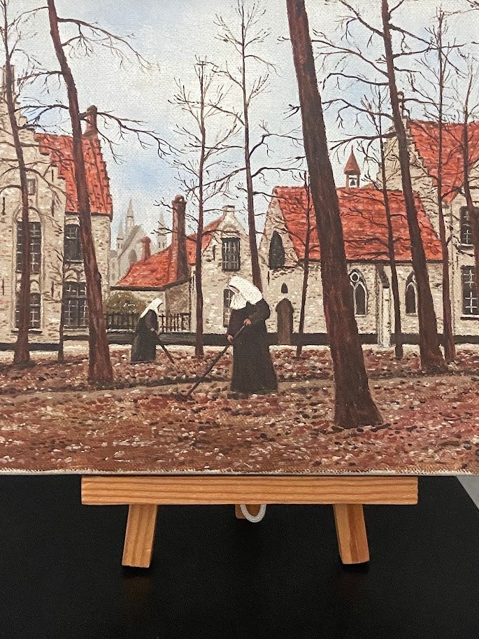 Schilderij "Herfst in het Brugs Begijnhof" van G.Slabbinck, Ophalen
