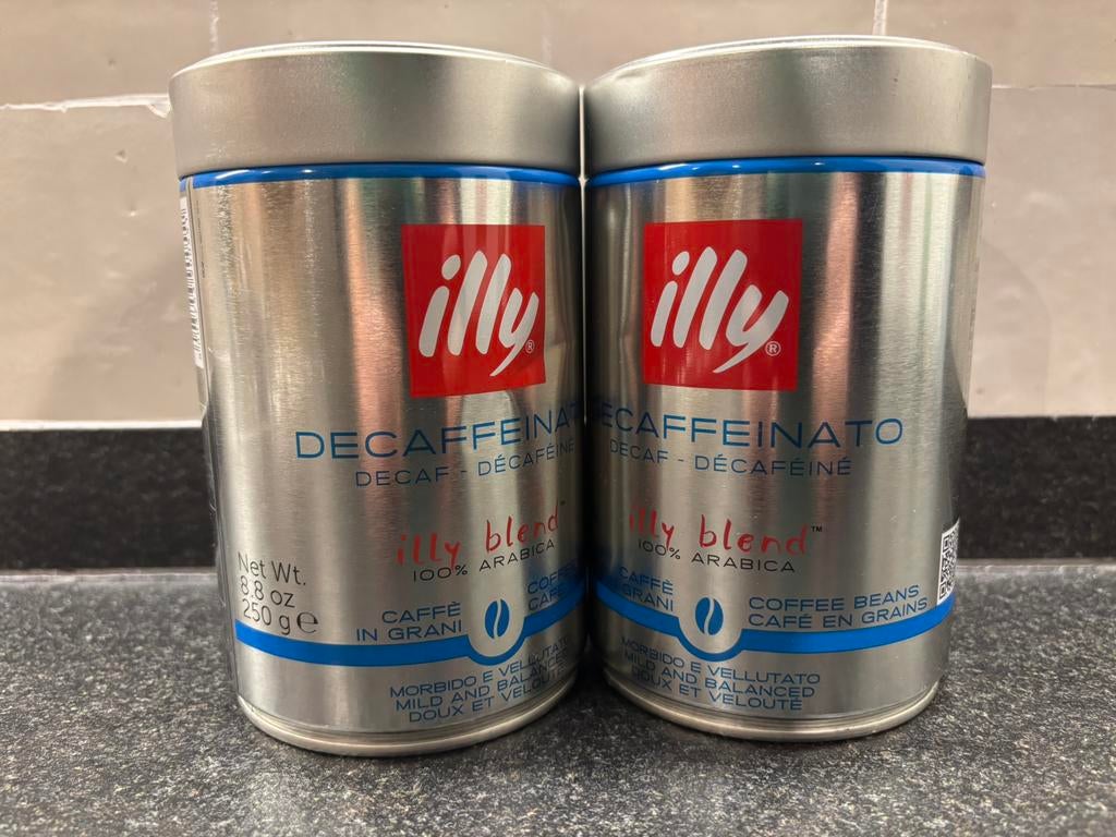 2x 250g Illy decaffeinato decaf decafeine 100%arabica beans, Ophalen of Verzenden