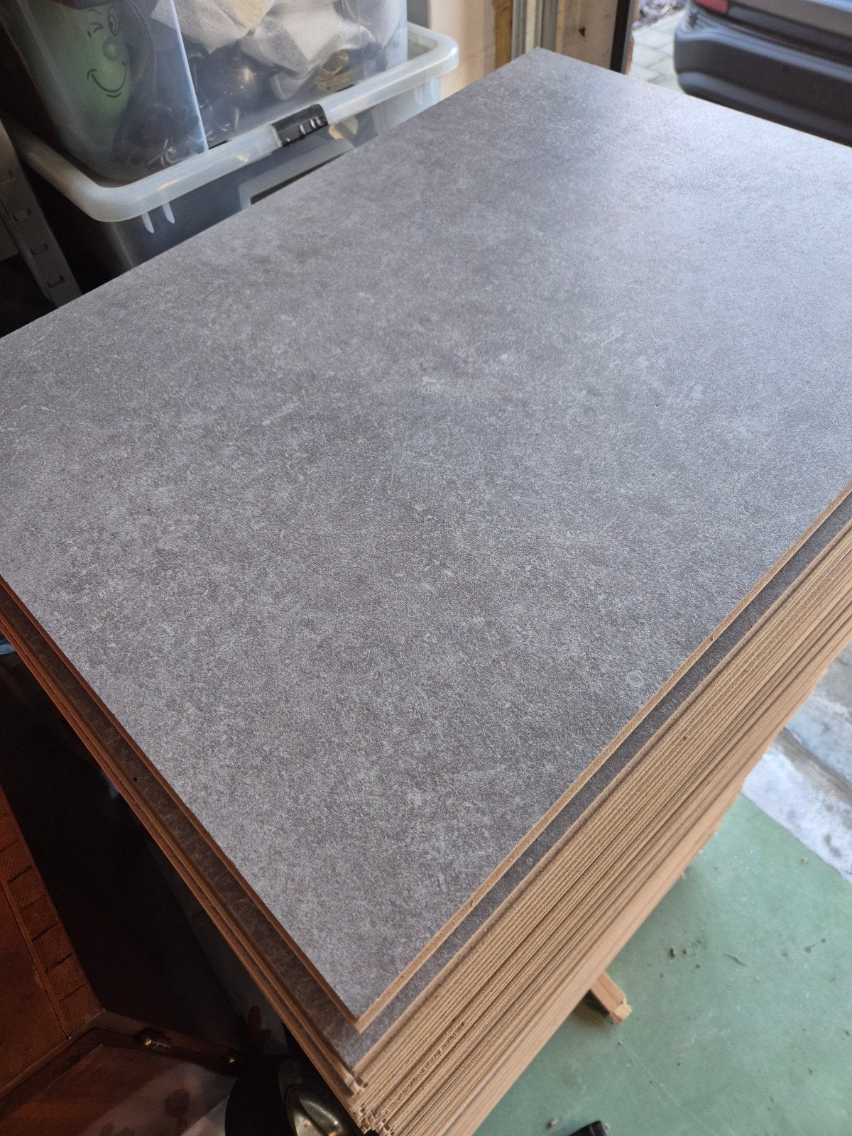 Klikvloer in kurk met betonlook print, Ophalen, Gebruikt, 40 tot 60 cm, 10 m² of meer