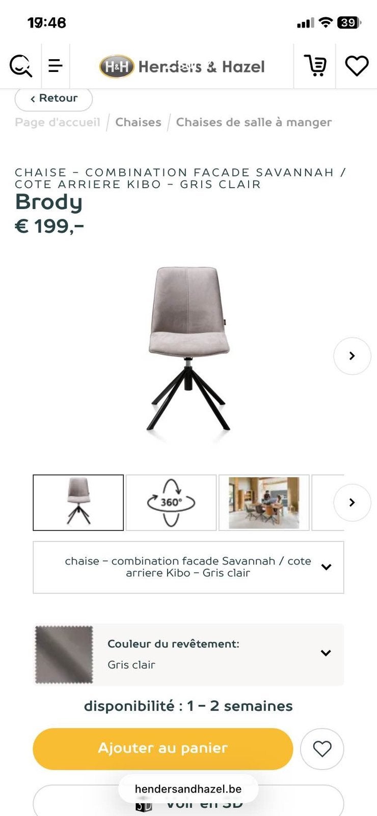 Lot de 4 chaises Henders&Hazel, Maison & Meubles, Chaises, Gris, Enlèvement, Utilisé, Autres matériaux