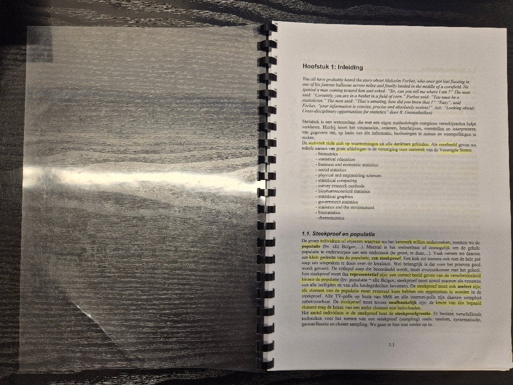 cursus Kansrekening en statistiek (VUB), Ophalen