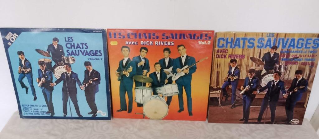 3 disques vinyle  Les Chats Sauvages, Ophalen, 1960 - 1969, Gebruikt