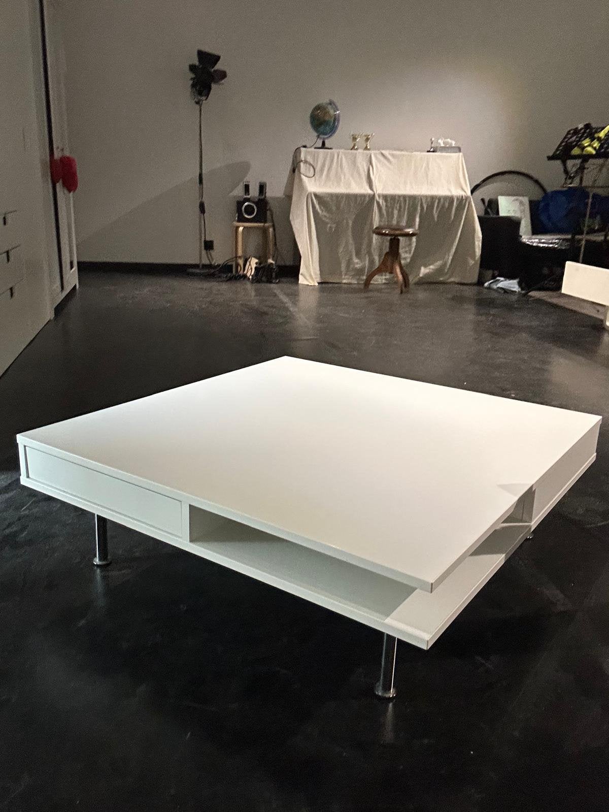 Salontafel glanzend wit, Huis en Inrichting, Tafels | Salontafels, Ophalen, Gebruikt, 50 tot 100 cm, Vierkant
