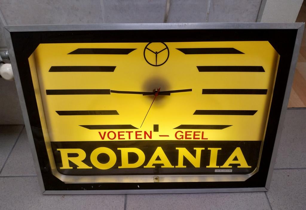 Vintage Rodania lichtreclame met klok, Ophalen of Verzenden