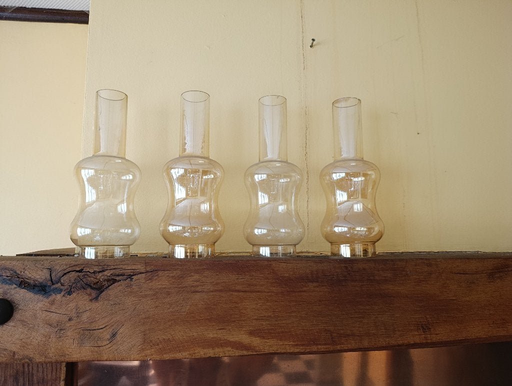 Lot de 4 verres de rechange pour lampe à pétrol (Ambré), Enlèvement
