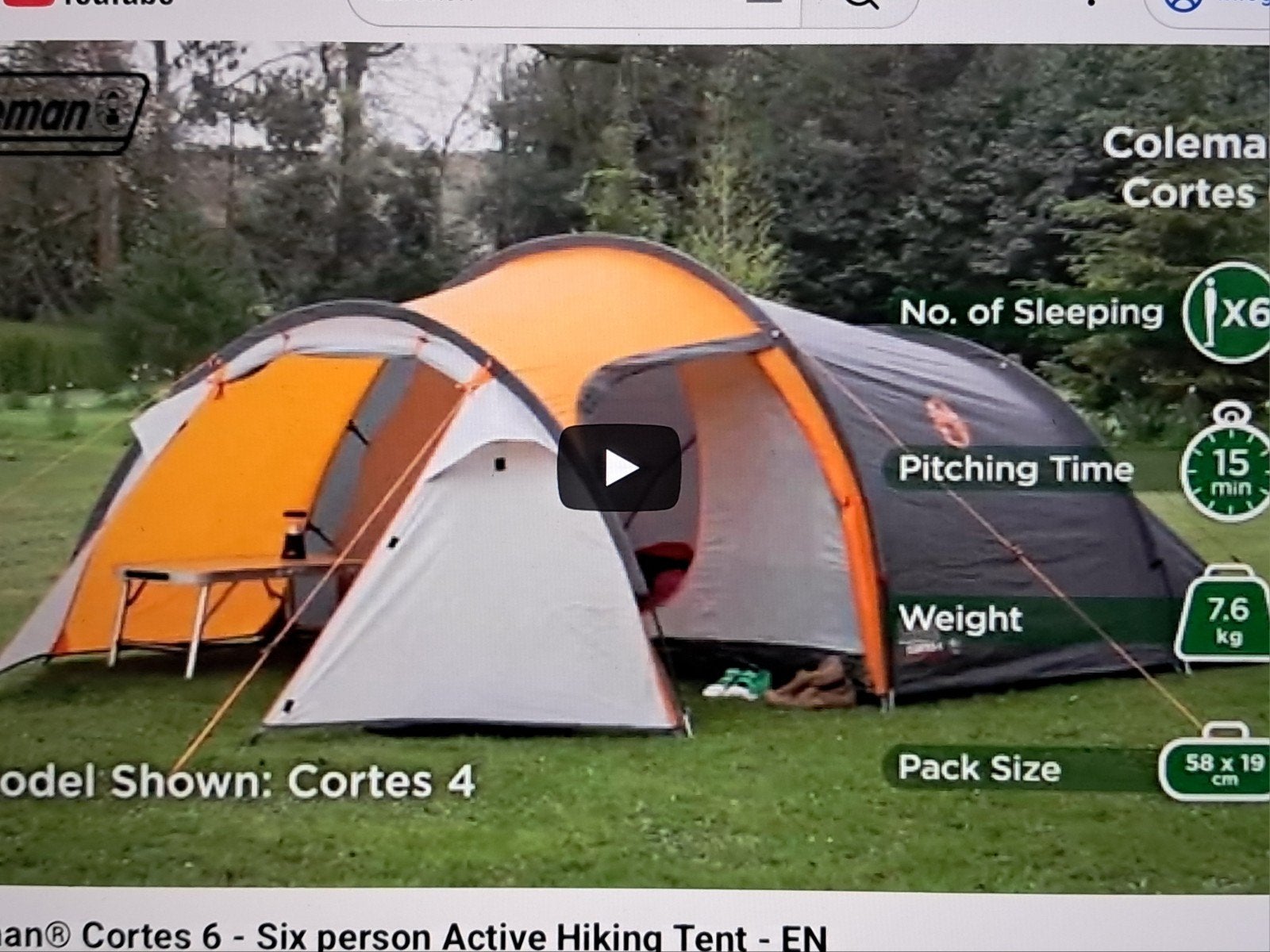 Coleman Cortes 6 tunneltent, Caravans en Kamperen, Ophalen, Nieuw, Tot en met 6