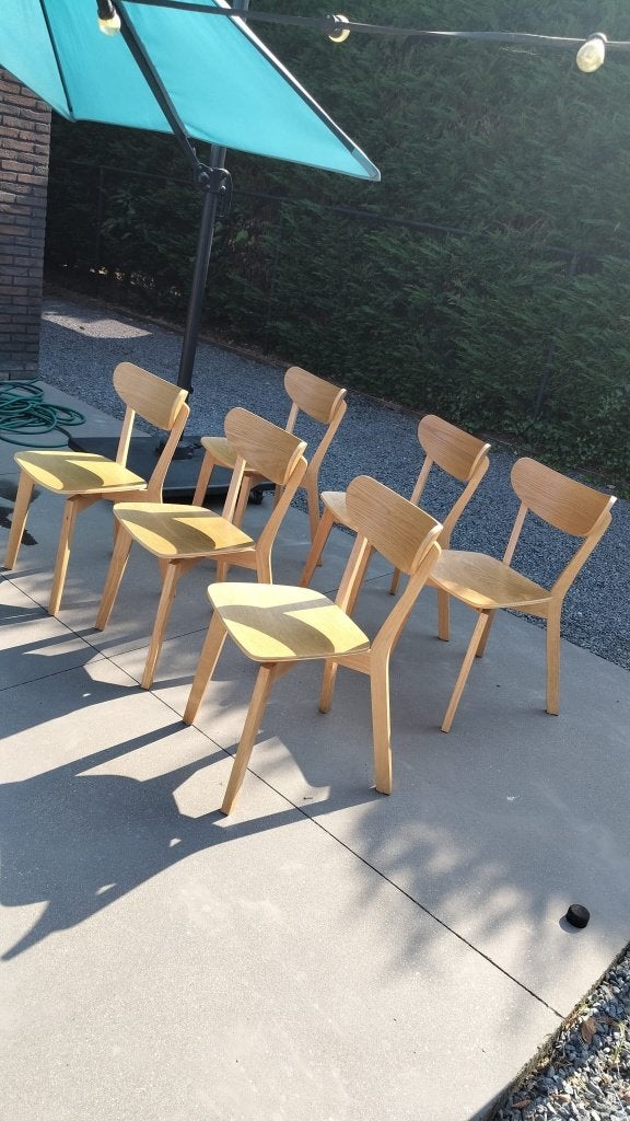 6 eetkamerstoelen, Huis en Inrichting, Ophalen, Bruin, Nieuw, Scandinavisch