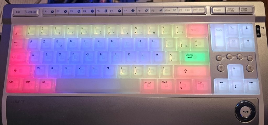 Clavier LED Luxeed U7 Dynamic Pixel, programmable, Informatique & Logiciels, Claviers, Enlèvement ou Envoi, Azerty, Comme neuf