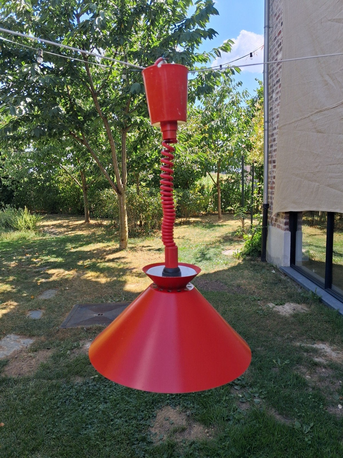 Prachtige Vintage Rode Treklamp / Spiraallamp Jaren '70, Ophalen of Verzenden