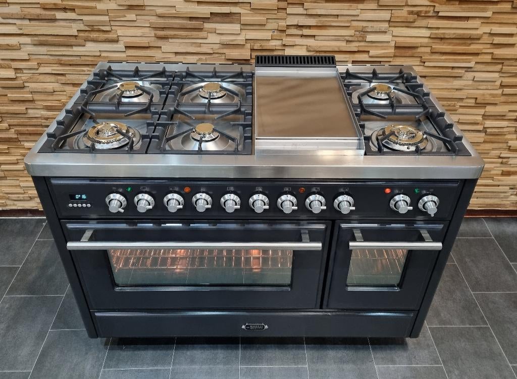 🔥Luxe Boretti Majestic Fornuis 120cm antraciet 7 pit 2 oven, Elektronische apparatuur, Fornuizen, Ophalen, Hete lucht, 60 cm of meer