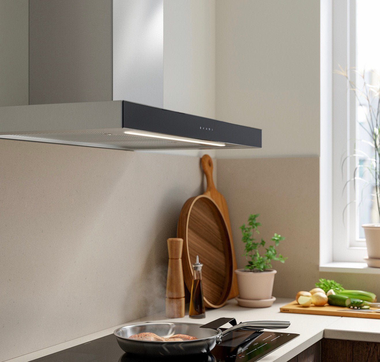 IKEA KULINARISK afzuigkap 90 cm – RVS/glas, Enlèvement, Comme neuf, Autoportant