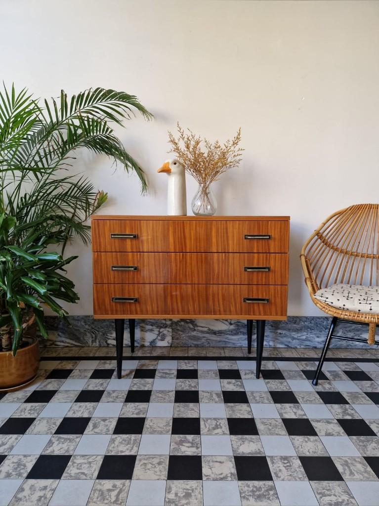 Vintage midcentury ladekast | kast | commode | retro, Huis en Inrichting, Ophalen, Gebruikt, Minder dan 100 cm, 25 tot 50 cm